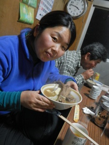 Tomoko with her wild boar soup